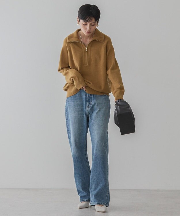 AMERICAN HOLIC バイパチハーフＺＩＰニットプルオーバー Camel