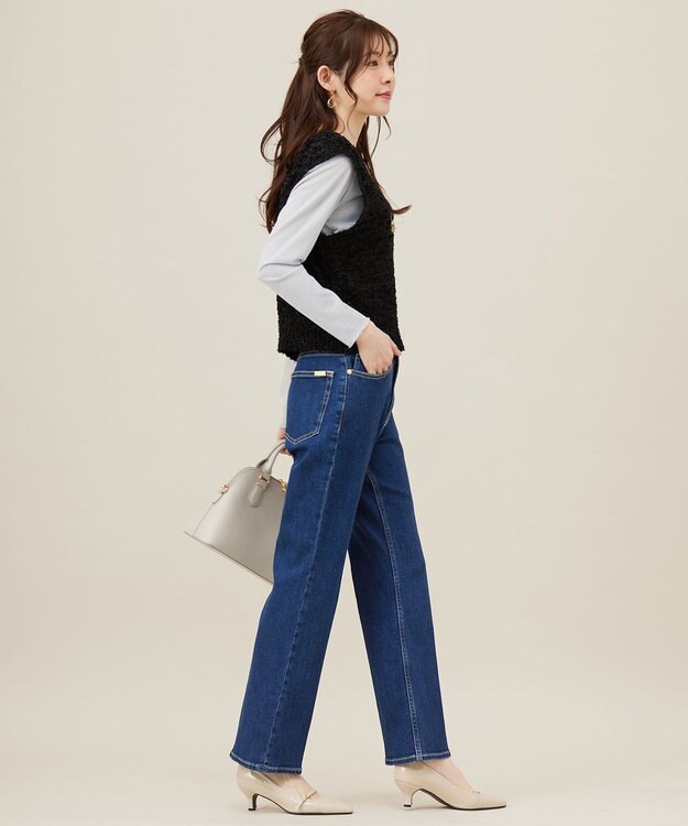 ANY SIS L 【美Denimシリーズ】センタープレスセミフレア デニム インディゴ