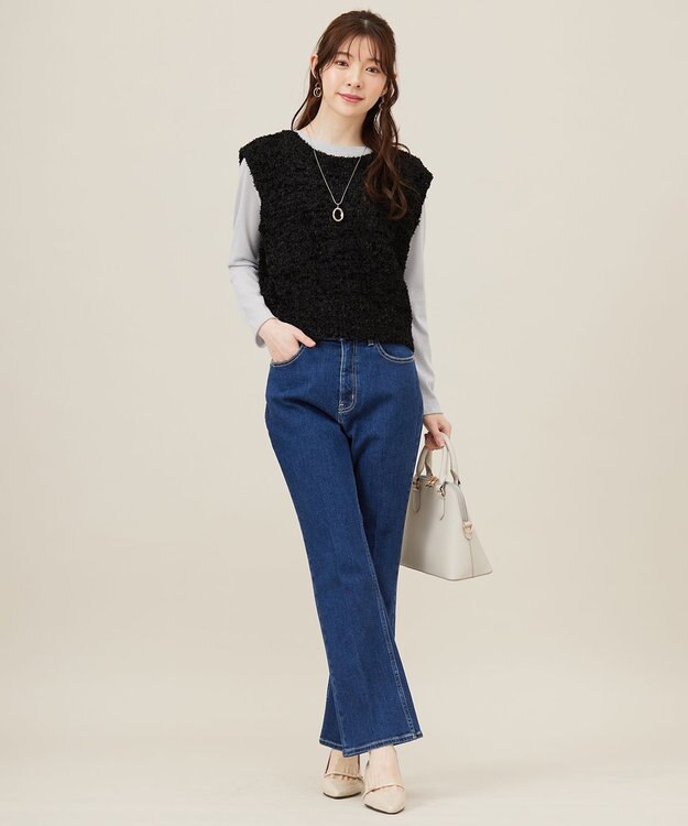 ANY SIS L 【美Denimシリーズ】センタープレスセミフレア デニム インディゴ