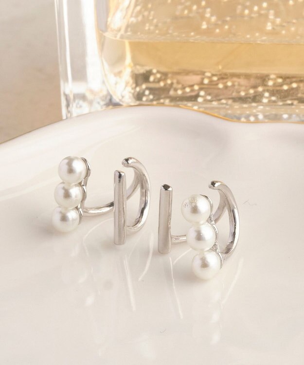 Phoebe 〈シリーズ累計販売15000点突破！〉ダブルデコレイトカフイヤリング　シルバー シルバー