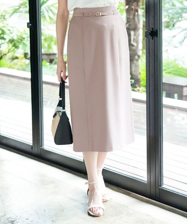 ANY SIS L スマートビューティストレッチベルト スカート グレージュ