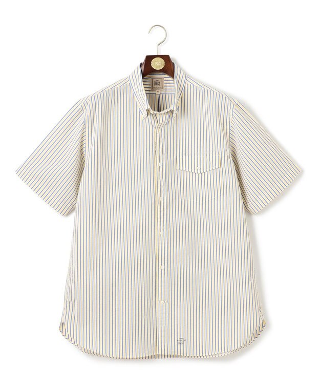 J.PRESS MEN 【KING SIZE】【吸水速乾 / 高通気性】【クールマックス】サッカーストライプ シャツ / B.D. イエロー系1