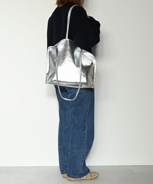 blancle メタリックレザー ガゼット2wayトートバッグ SILVER