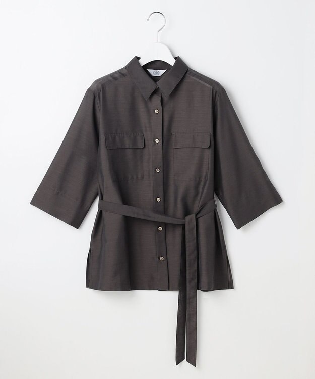 J.PRESS LADIES L リネンシアースラブ シャツ ブラウス スレートブラウン系