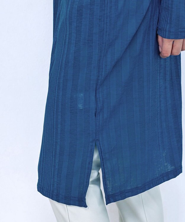 Tiaclasse 【吸水速乾・UVケア・洗える】ランダムリブカットソーカーディガン ターコイズ