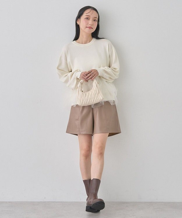 earth music&ecology チュールヘムニットプルオーバー Ivory