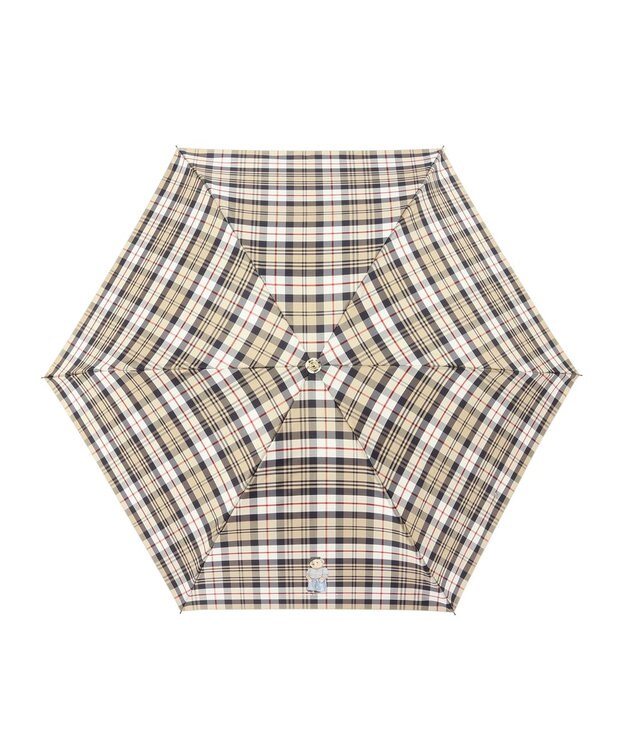 MOONBAT POLO RALPH LAURE(ポロ ラルフローレン) 折りたたみ傘 チェック ポロベア ワンポイント ベージュ