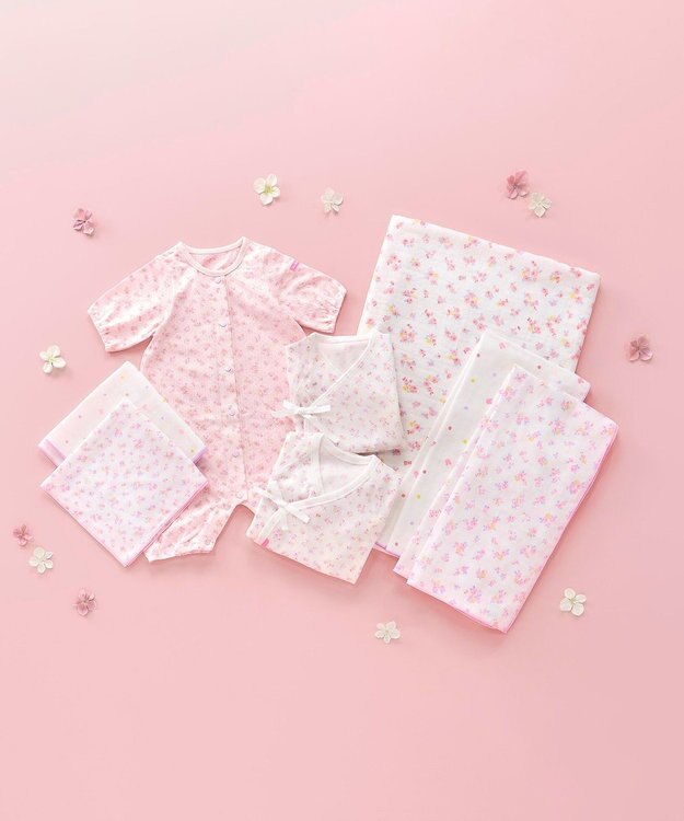 MIKI HOUSE HOT BISCUITS 出産準備セット 春夏用(総柄) ピンク