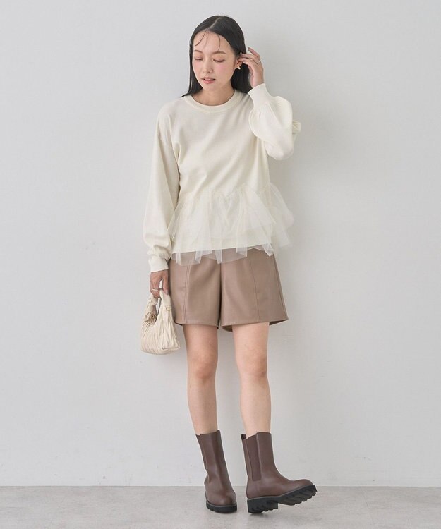 earth music&ecology チュールヘムニットプルオーバー Ivory