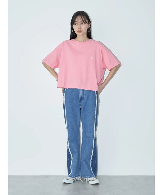 earth music&ecology Ｌｅｅ×ｅ．ｍ．ａ．ｅ　ＢＡＣＫ　ＰＲＩＮＴ　ＴＥＥ Pink