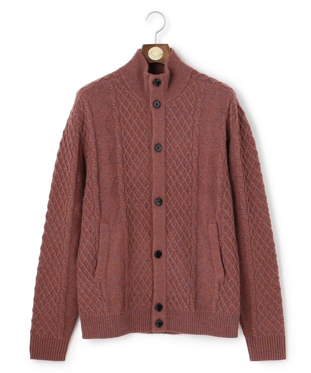 J.PRESS MEN ウール×カシミヤの上質素材【Cash Lamb's Wool】ハイネックケーブル カーディガン_25年モデル ブラウン系