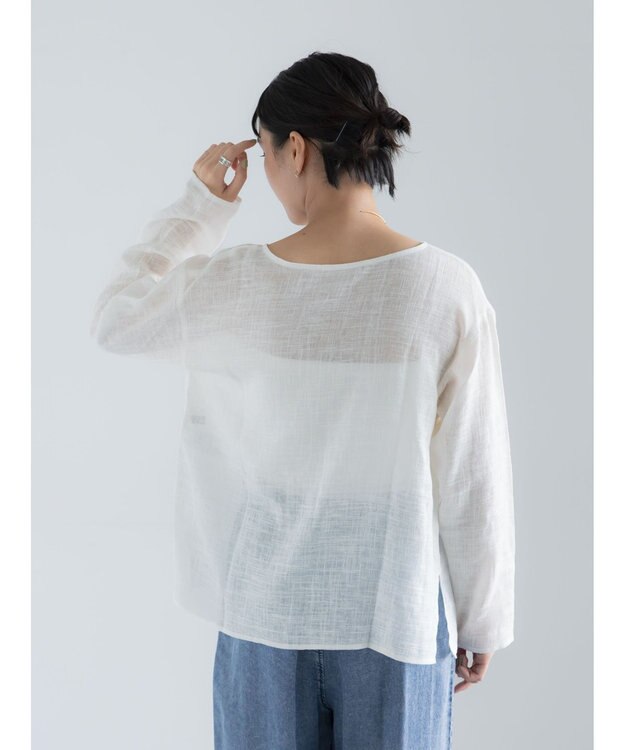 Te chichi レーヨンリネンメッシュシャツ オフホワイト