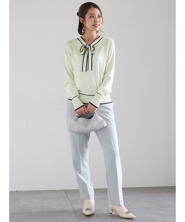 Te chichi 前後2WAYボウタイニットプルオーバー オフホワイト