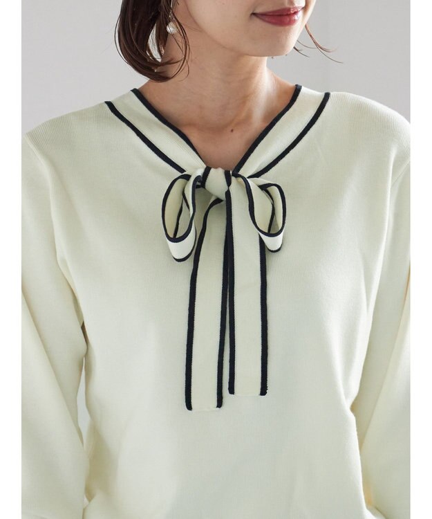 Te chichi 前後2WAYボウタイニットプルオーバー オフホワイト