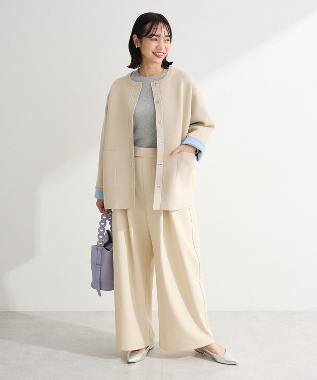 Green Parks リングドットニットコーディガン Beige