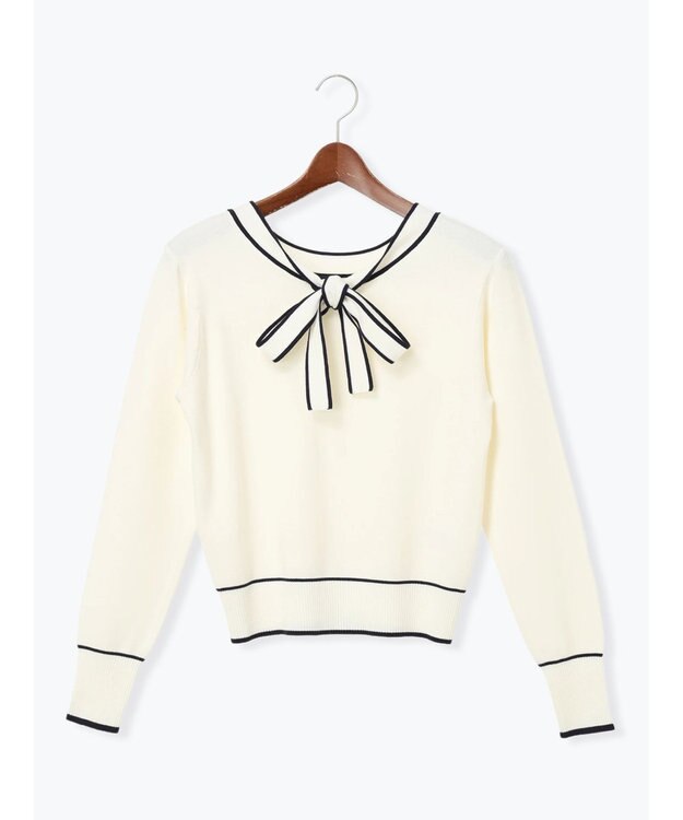 Te chichi 前後2WAYボウタイニットプルオーバー オフホワイト