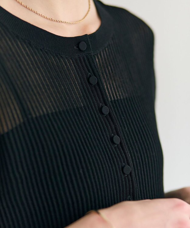 BEIGE， LEPIDO / 前後2WAY シアー編みニット Black