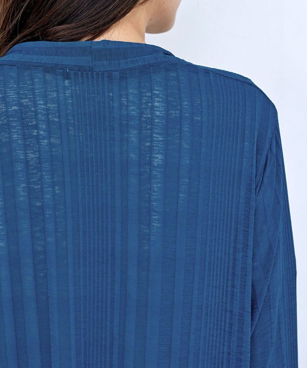 Tiaclasse 【吸水速乾・UVケア・洗える】ランダムリブカットソーカーディガン ターコイズ