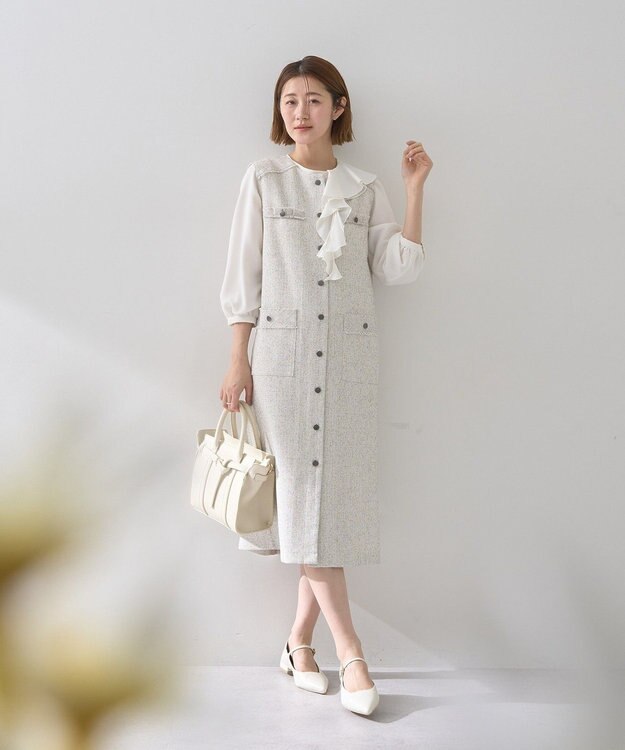 YECCA VECCA アシメラッフルブラウス Off White