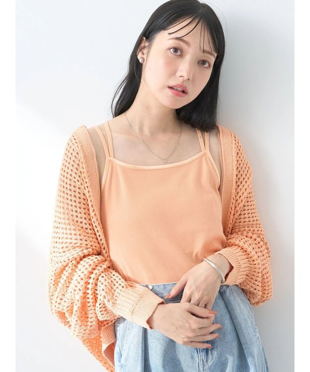 earth music&ecology キラキララインストーンキャミ Orange