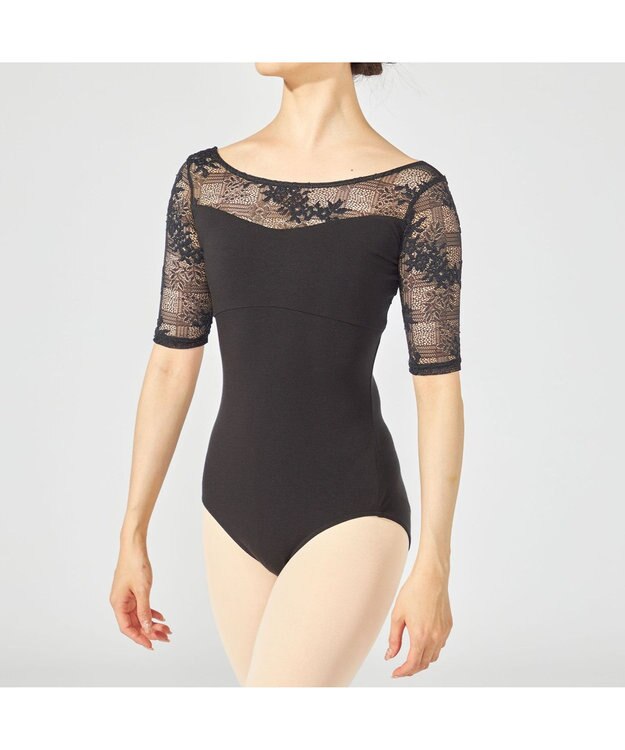 Chacott ハーフスリーブレオタード ブラック