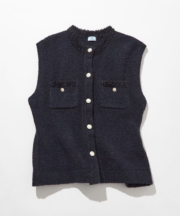 組曲 【WEB限定】ツィードニットベスト ネイビー系