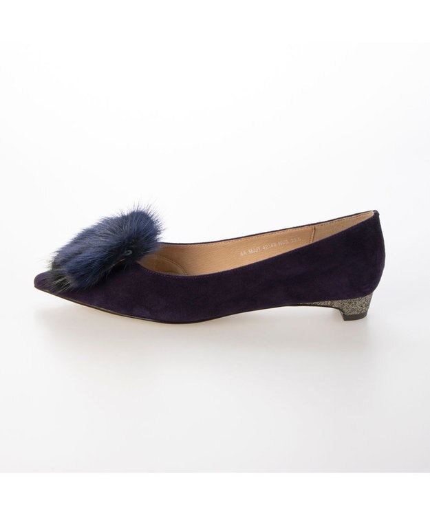 MODE ET JACOMO <MODE ET JACOMO>コンビファー付きフラットパンプス ネイビースエード