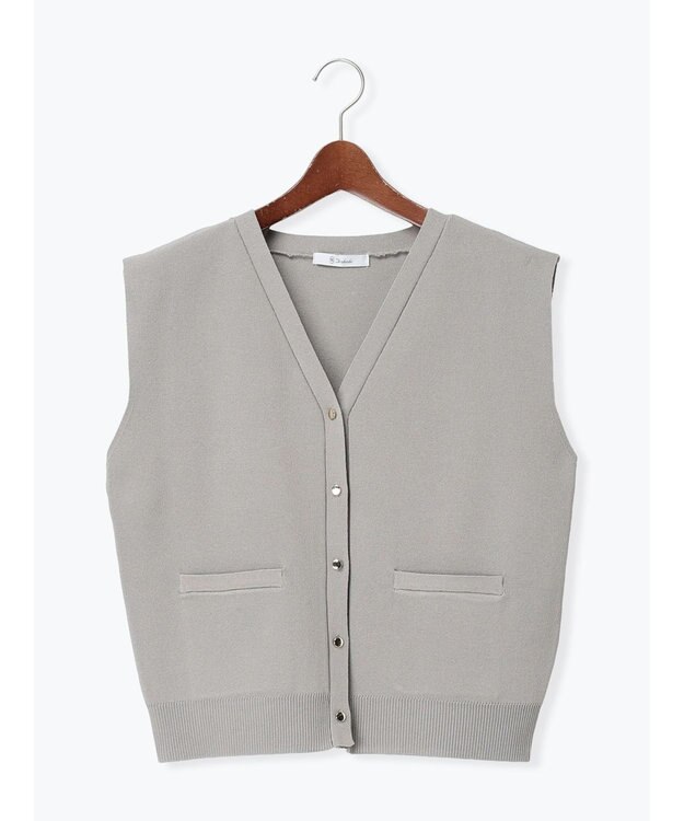 Te chichi 総針ポケット付きVネックベスト《2026 spring catalog item》 グレー