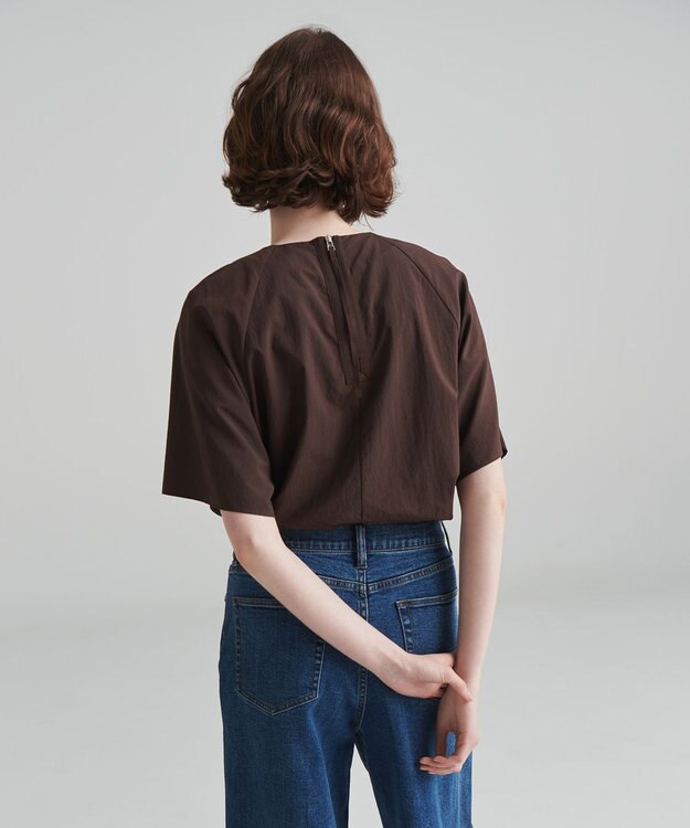 NAVE 【ReNAVE　撥水機能・UVカット・透湿・接触冷感・洗える】ナイロンタスランシャツブラウス ダークブラウン系