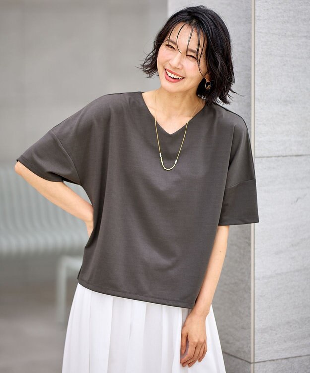 ANY ドライポンチVネックプルオーバー モカ