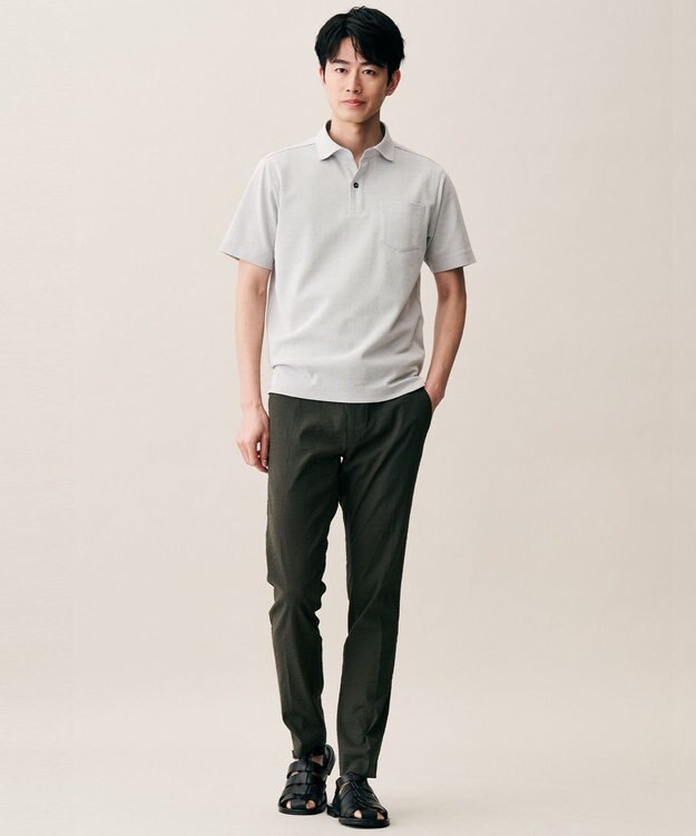 JOSEPH ABBOUD 【日本素材・オーガニックコットン使用】オーガニックコットンクールビズ ポロ ライトグレー系