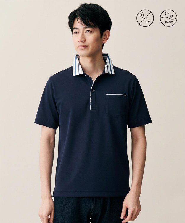 JOSEPH ABBOUD 仕事も休日も【愛されて21年！オーガニックコットン使用】ダディ ポロシャツ ネイビー系