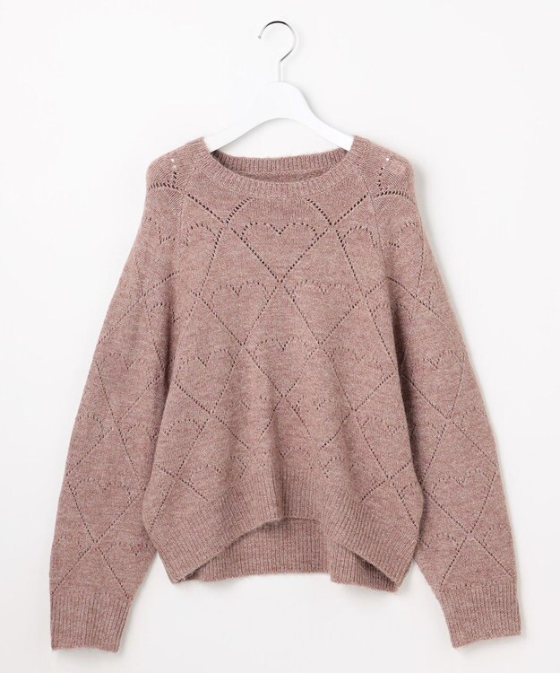 Feroux ハート柄ニット プルオーバー ピンク系