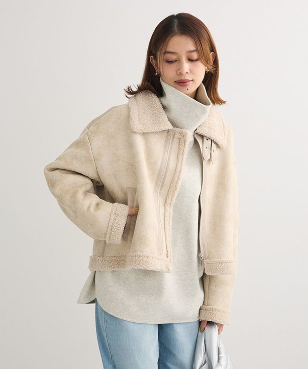 Green Parks フェイクムートンブルゾン Beige