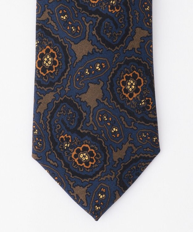 JOSEPH ABBOUD 【日本製】フラワーペイズリー ネクタイ ネイビー系