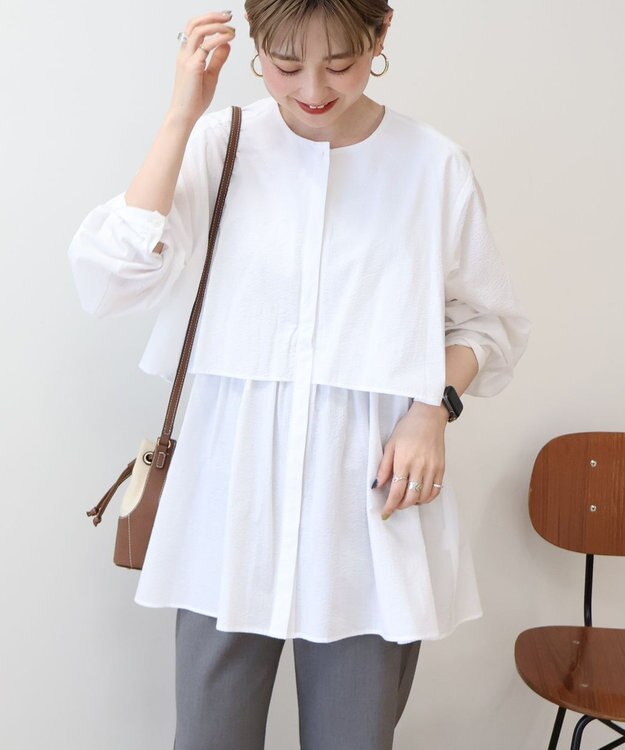 AMERICAN HOLIC サッカーティアードロングブラウス Off White