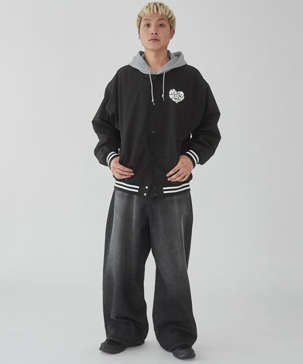 WEGO 【ユニセックス着用ITEM】グラフィックフードスタジャン ブラック