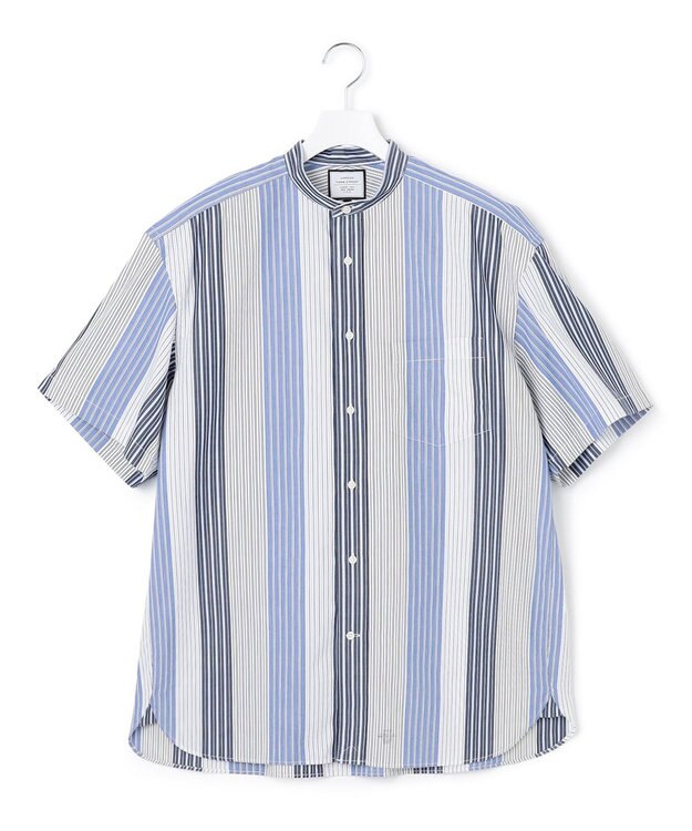 J.PRESS YORK STREET 【UNISEX】マルチストライプバンドカラー シャツ ブルー系7