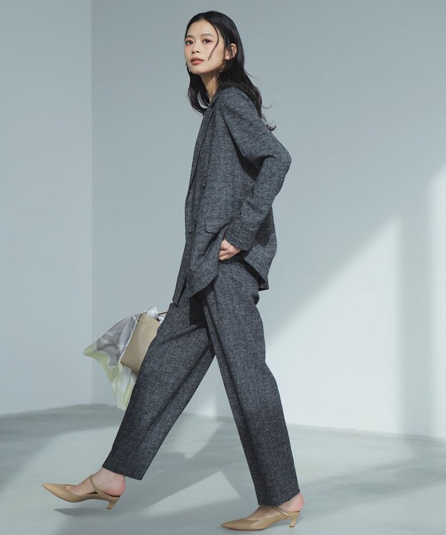 ICB ミックスブッチャー ワイドパンツ ブラック×オフホワイト