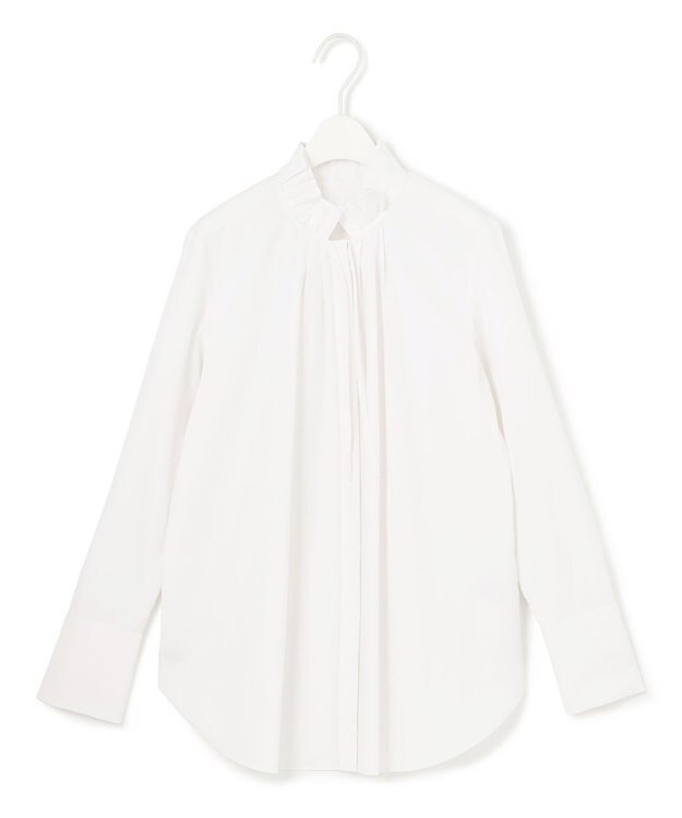 ICB 【洗える】コットンナイロンタイプライター デザインカラーブラウス オフホワイト系