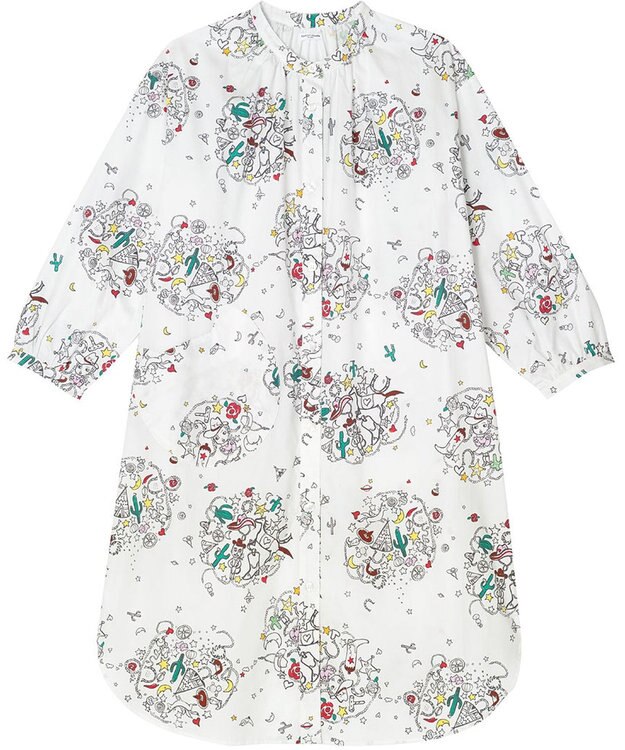 tsumori chisato SLEEP ルームウエア　ワンピース　長袖　綿100%　綿サテン素材　/ワコール　UNX545 アイボリー