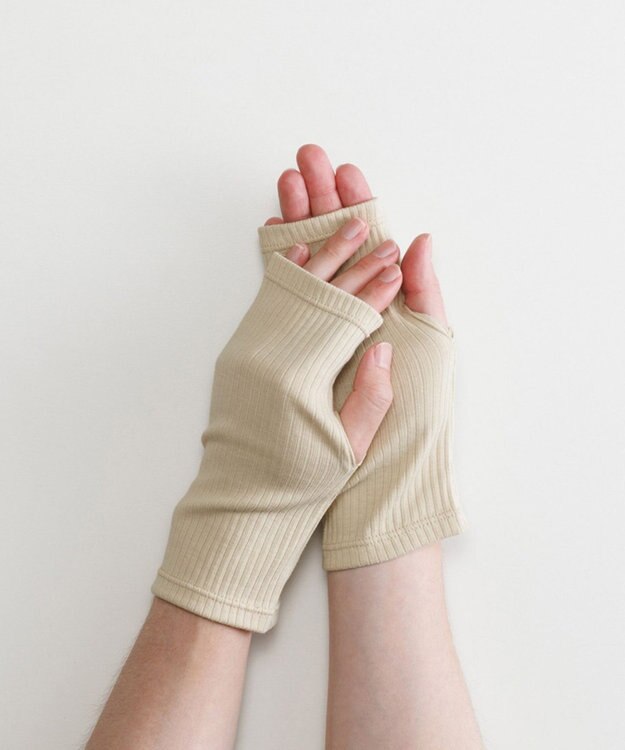 ORuKuBET organic cotton rib wrist cover 【 UVカット・オーガニックコットン・日本製 】 ベージュ