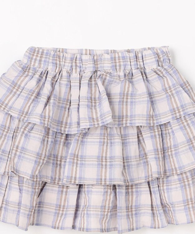 ANY KIDS 【洗濯機可能】ティアード チェックスカパン ブラウン