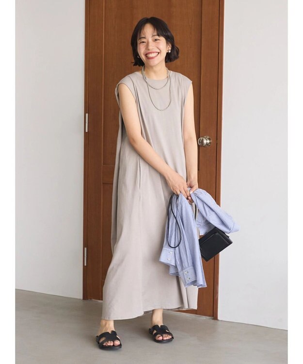 AMERICAN HOLIC ショルダータックノースリーブワンピース Gray Beige