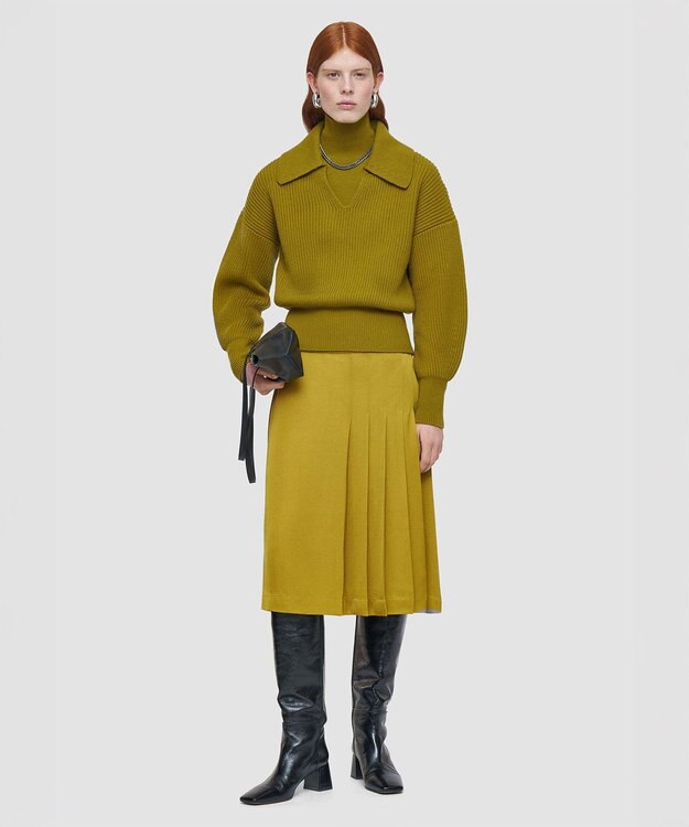 JOSEPH 【洗える】ニューカーディガンステッチオープンネックニット Amber