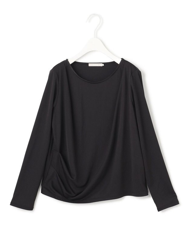ICB L 【洗える】 PlaXフィラメントジャージー ドレープカットソー ブラック系