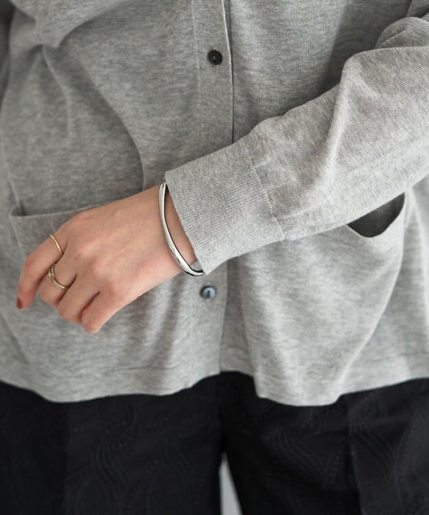 YECCA VECCA ハイゲージミドル丈Vネックカーディガン Light Gray