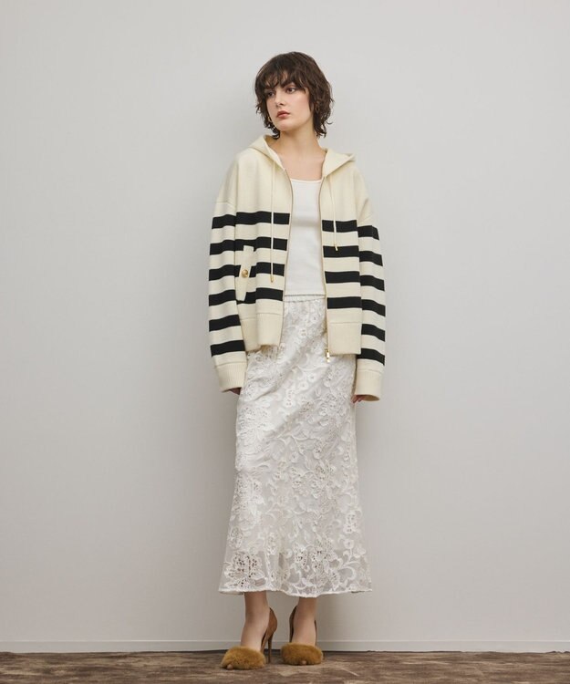 GRACE CONTINENTAL フォルムニットパーカー バイカラー