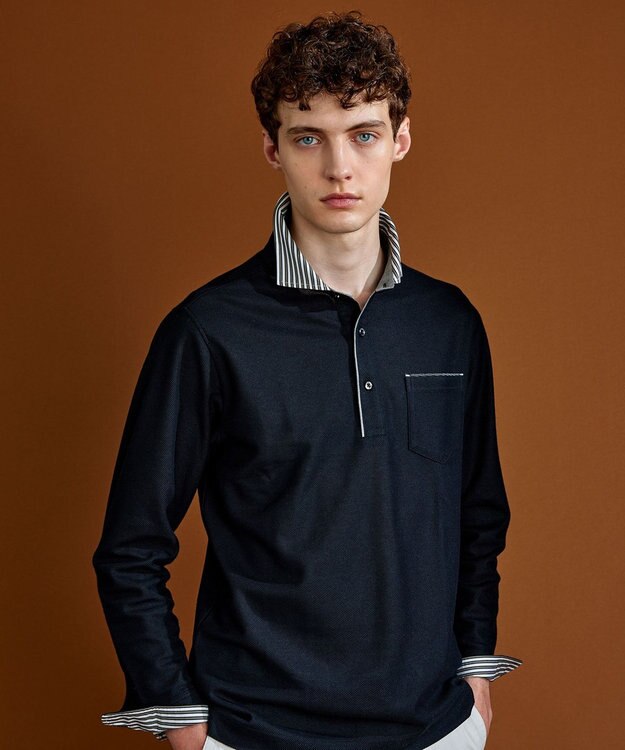 JOSEPH ABBOUD 【キングサイズ・オーガニックコットン】ダディポロシャツ ブラック系