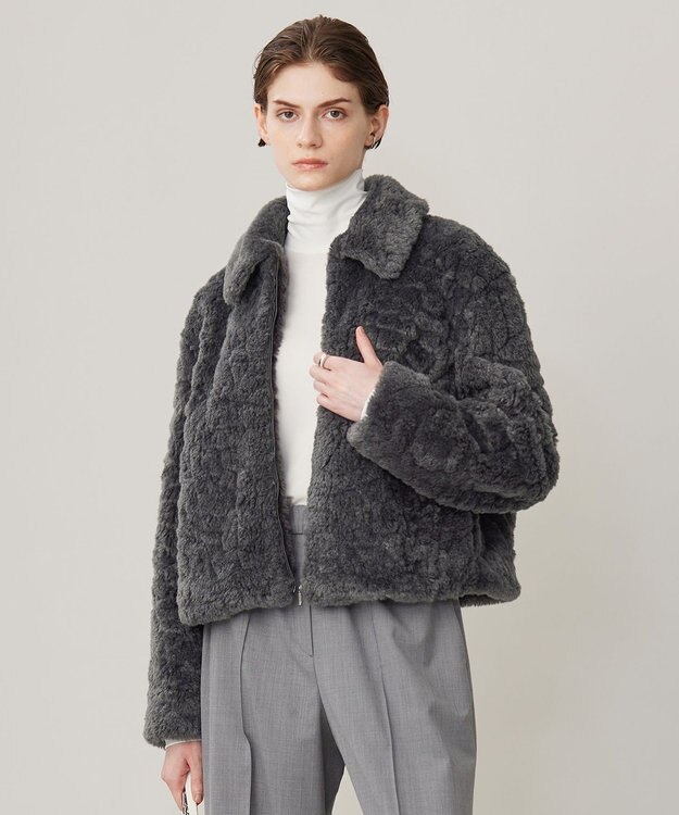 ICB フェイクボア ブルゾン チャコール系